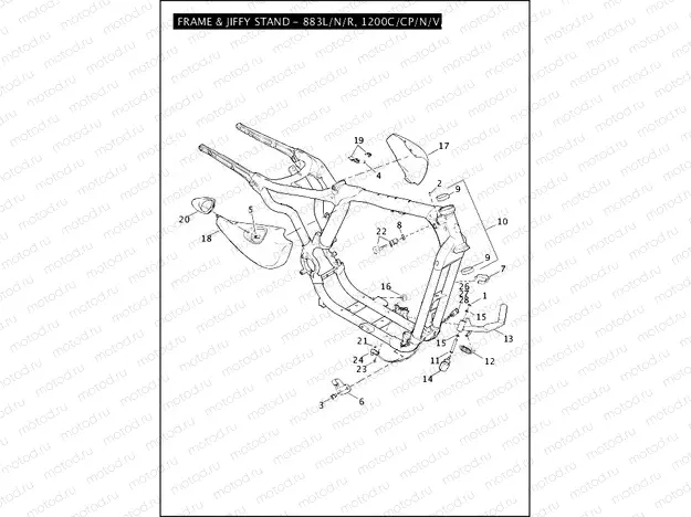 FRAME & JIFFY STAND - 883L/N/R, 1200C/CP/N/V/X