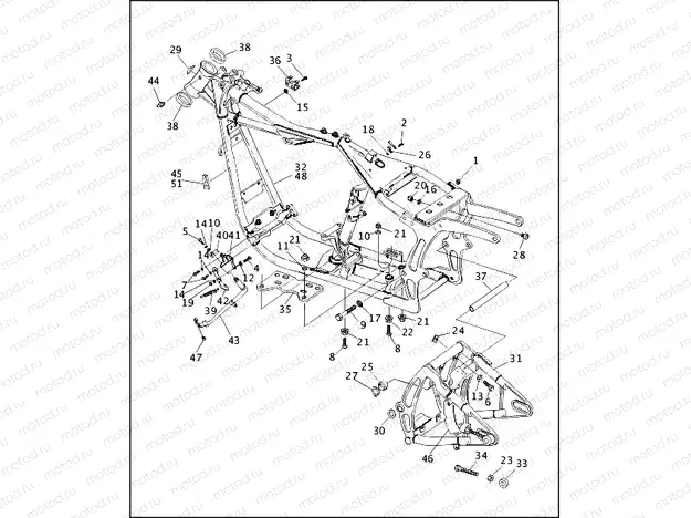 FRAME, REAR FORK & JIFFY STAND (1 OF 2)
