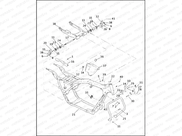 FRAME, REAR FORK & JIFFY STAND (1 OF 2)