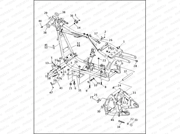 FRAME, REAR FORK & JIFFY STAND (2 OF 2)