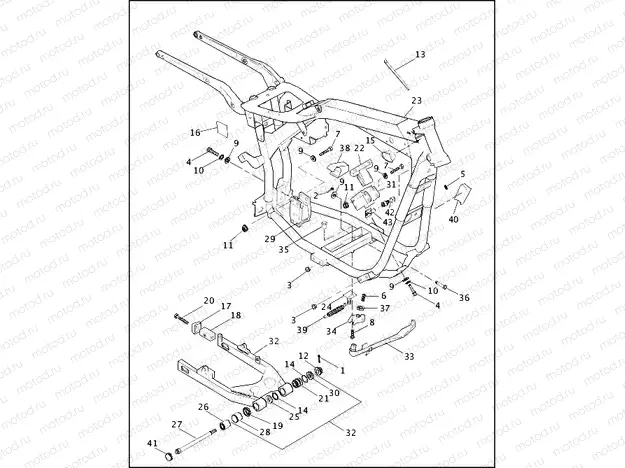 FRAME, REAR FORK & JIFFY STAND