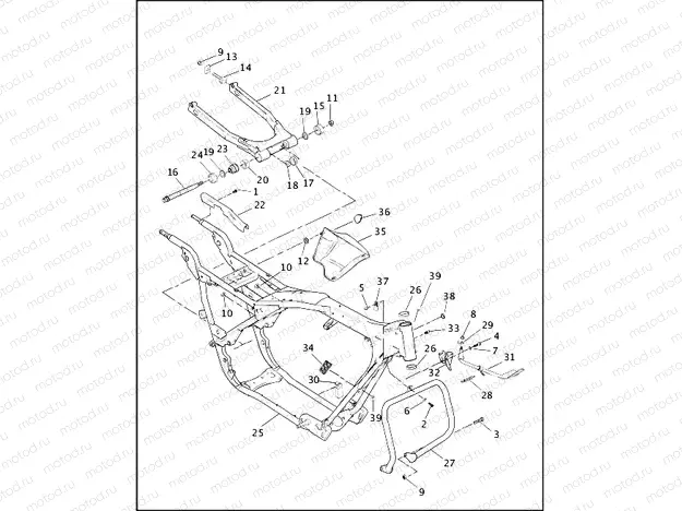 FRAME, REAR FORK & JIFFY STAND
