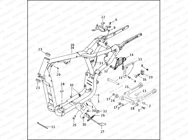 FRAME, REAR FORK, & JIFFY STAND