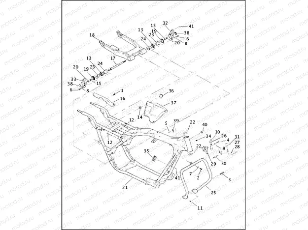 FRAME, REAR FORK & JIFFY STAND