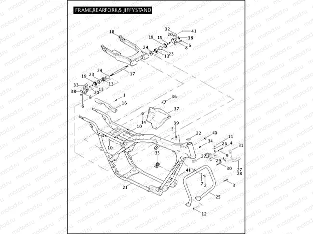 FRAME, REAR FORK, & JIFFY STAND