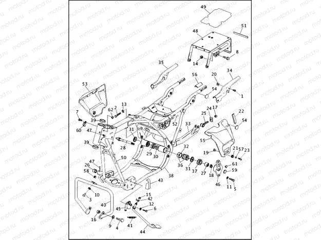 FRAME, REAR FORK & JIFFY STAND - FLHTP (2 OF 2)