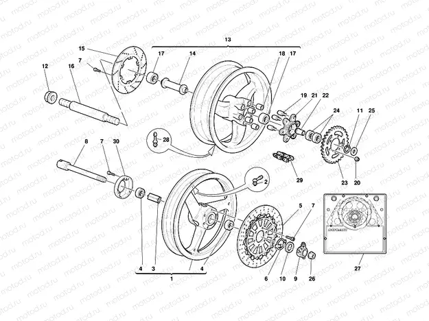 FRONT AND REAR WHEELS