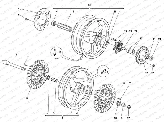 FRONT AND REAR WHEELS