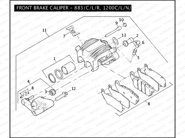 FRONT BRAKE CALIPER - 883/C/L/R, 1200C/L/N/R