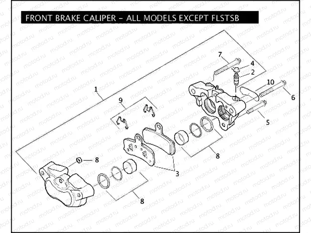 FRONT BRAKE CALIPER - ALL MODELS EXCEPT FLSTSB