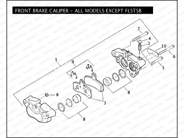 FRONT BRAKE CALIPER - ALL MODELS EXCEPT FLSTSB