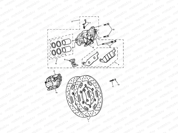 Front Brake Caliper & Discs