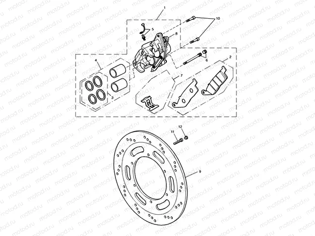 Front Brake Caliper & Discs
