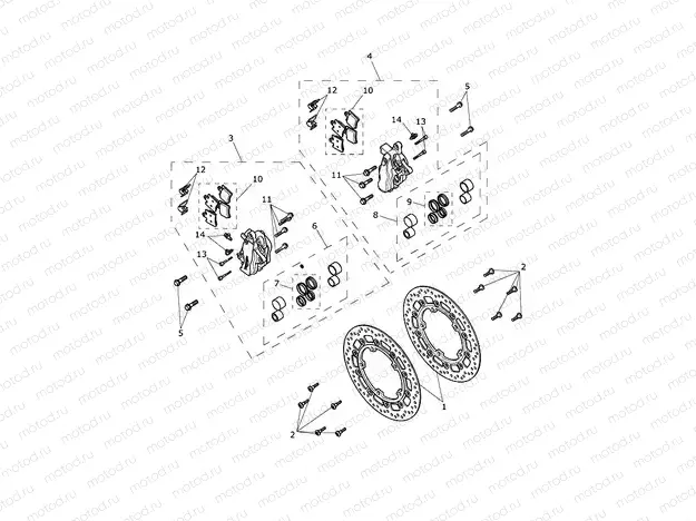 Front Brake Caliper & Discs
