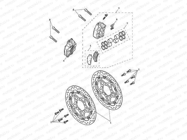 Front Brake Caliper & Discs