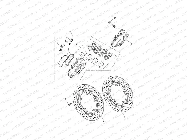 Front Brake Caliper & Discs
