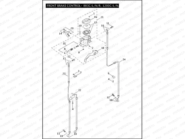 FRONT BRAKE CONTROL - 883C/L/N/R, 1200C/L/N/X