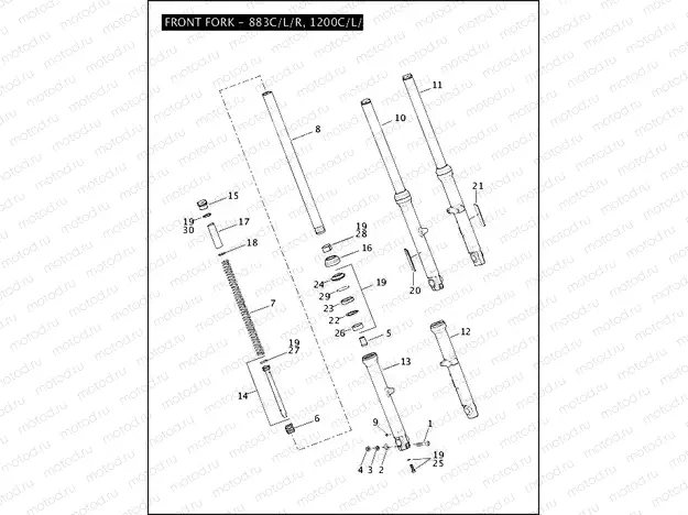 FRONT FORK - 883C/L/R, 1200C/L/X