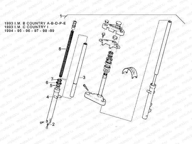 Front fork 93-99 - RH Sleeve