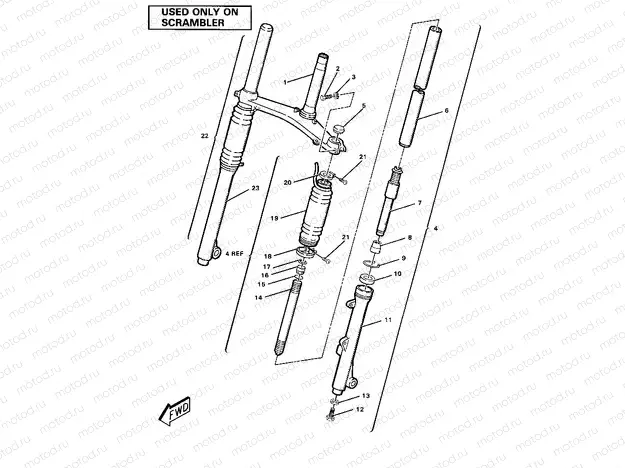 Front Fork Assembly-Scrambler (4910981098020A) | Front Fork Assembly-Scrambler (4910981098020A)
