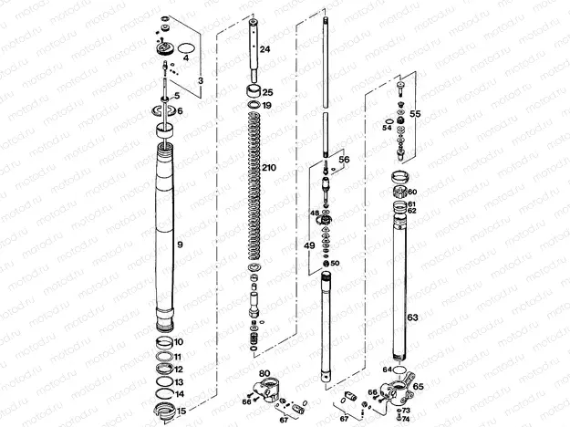 FRONT FORK DISASSEMBLED
