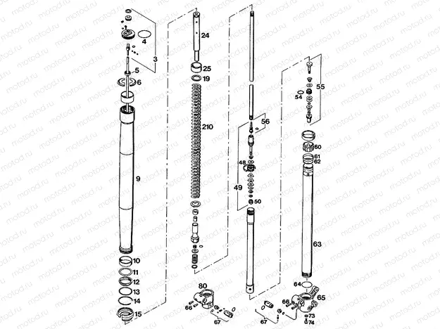 FRONT FORK DISASSEMBLED