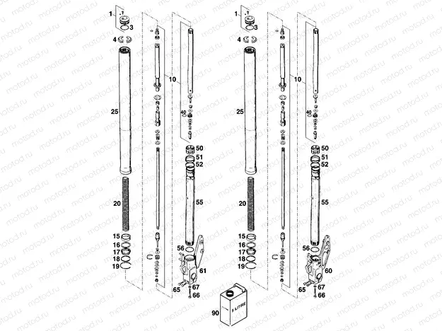 FRONT FORK DISASSEMBLED