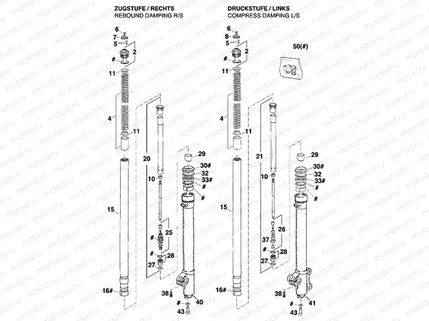 FRONT FORK DISASSEMBLED