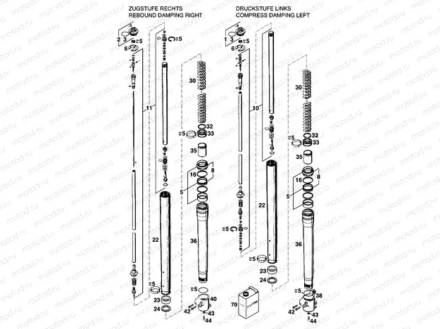 FRONT FORK DISASSEMBLED