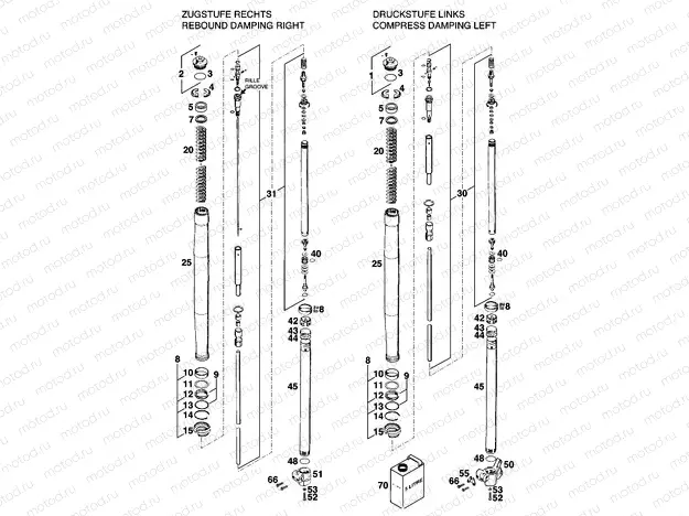 FRONT FORK DISASSEMBLED