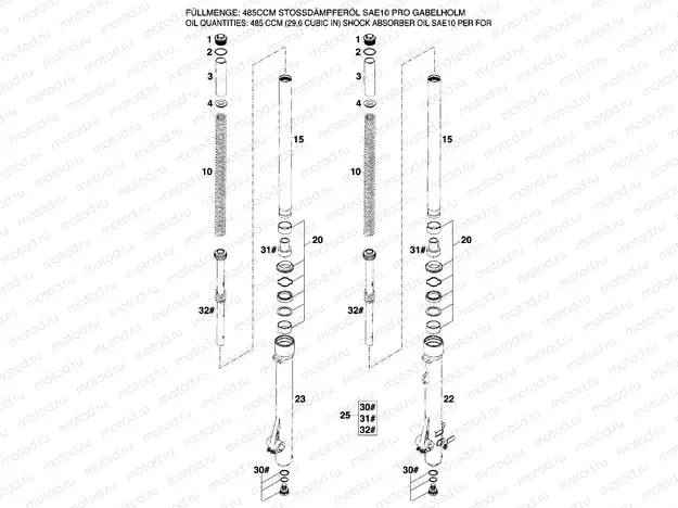 FRONT FORK DISASSEMBLED