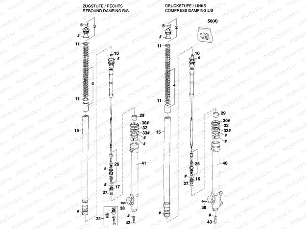 FRONT FORK DISASSEMBLED