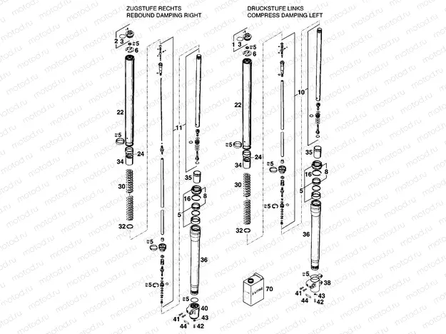 FRONT FORK DISASSEMBLED