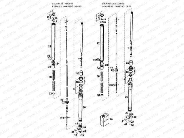 FRONT FORK DISASSEMBLED