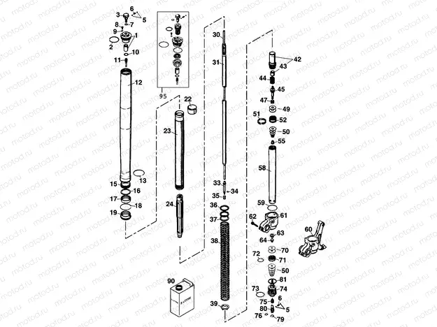 FRONT FORK DISASSEMBLED