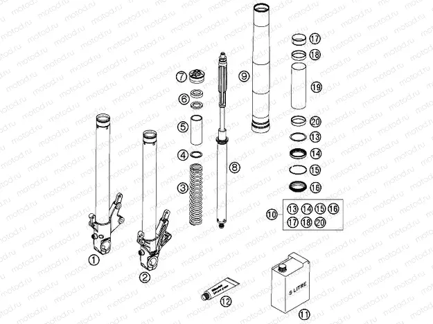 FRONT FORK DISASSEMBLED