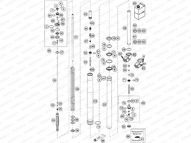 FRONT FORK DISASSEMBLED