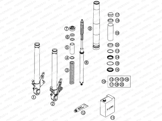 FRONT FORK DISASSEMBLED