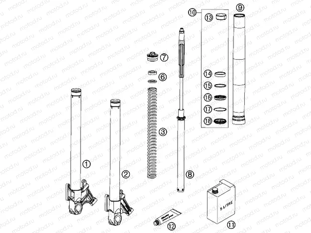 FRONT FORK DISASSEMBLED
