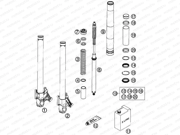 FRONT FORK DISASSEMBLED