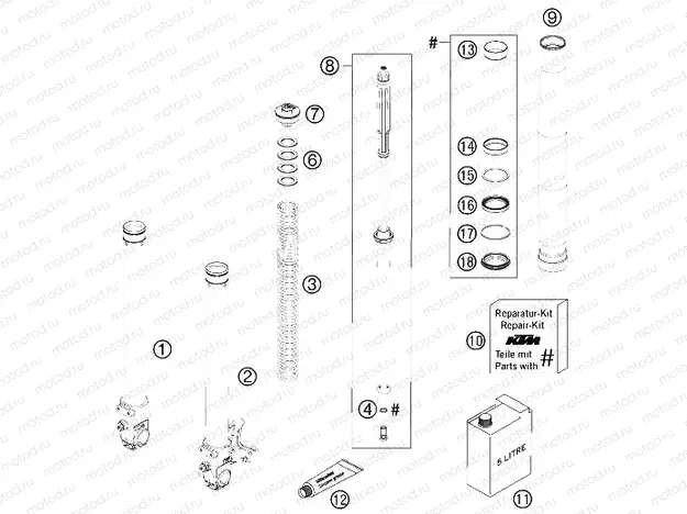 FRONT FORK DISASSEMBLED