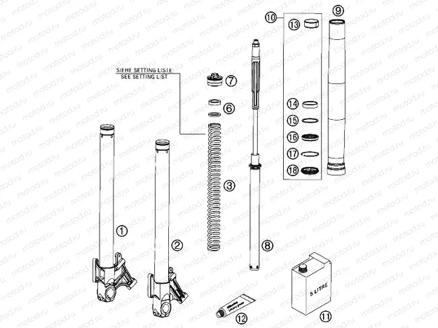 FRONT FORK DISASSEMBLED