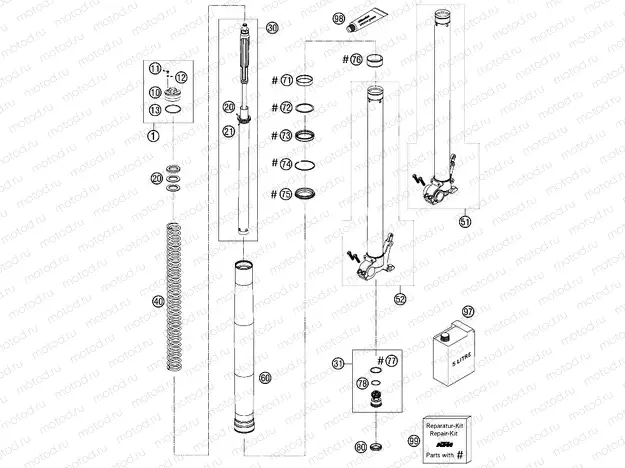 FRONT FORK DISASSEMBLED