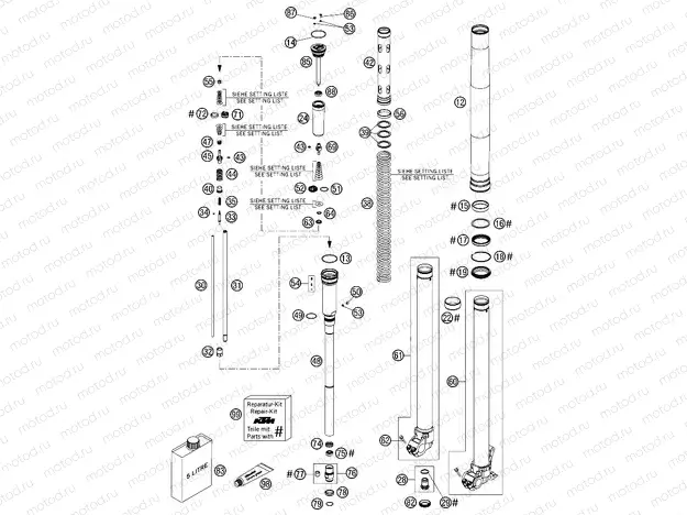 FRONT FORK DISASSEMBLED