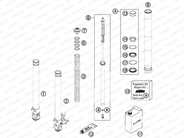 FRONT FORK DISASSEMBLED