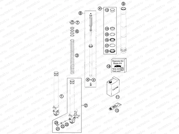 FRONT FORK DISASSEMBLED