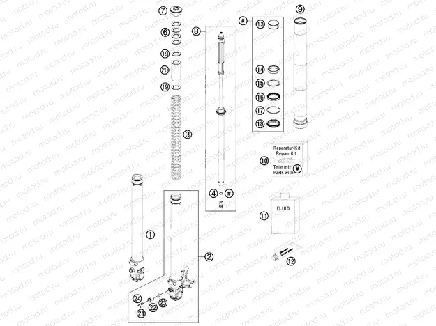 FRONT FORK DISASSEMBLED