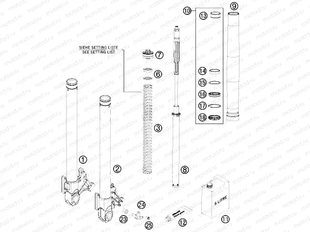 FRONT FORK DISASSEMBLED