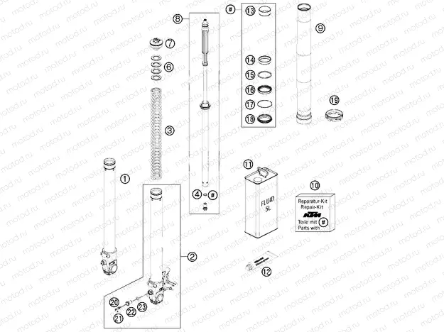 FRONT FORK DISASSEMBLED