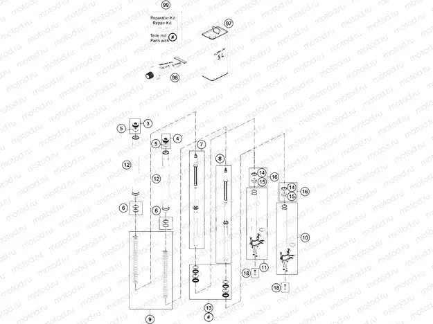 FRONT FORK DISASSEMBLED